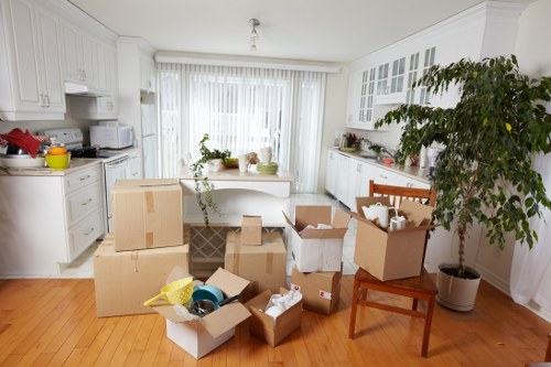 Packed moving boxes prepared for a Haringey relocation