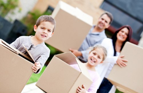 Packed moving boxes and furniture for Haringey relocation