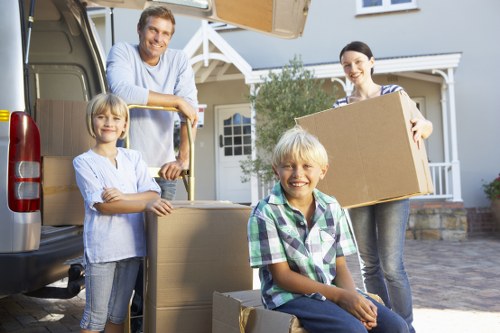 Family home moving scene with boxes in a Haringey property