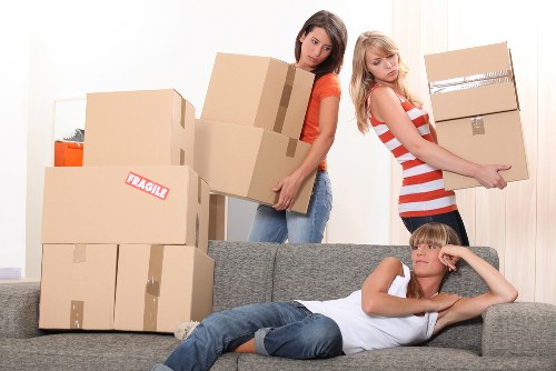 Packed boxes and labels prepared for a student move in Haringey