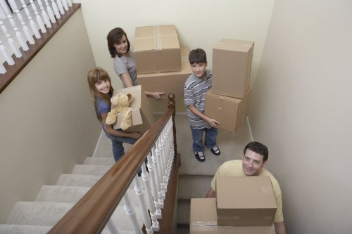 Packing supplies and labeled boxes for a Haringey flat move